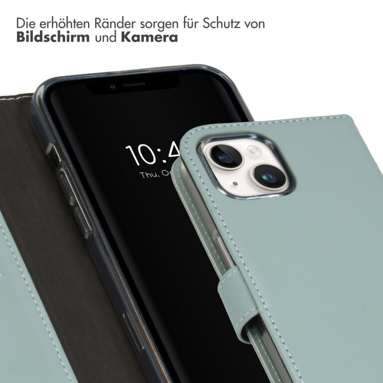 Selencia Echt Lederen Bookcase Apple iPhone 15 - Air Blue - Afbeelding 10