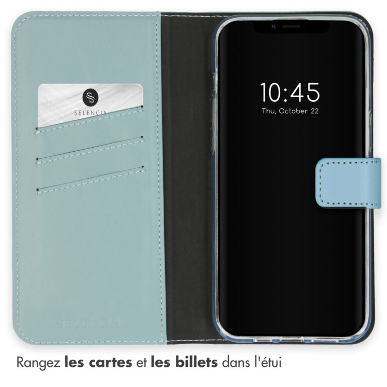 Selencia Echt Lederen Bookcase Apple iPhone 15 - Air Blue - Afbeelding 7