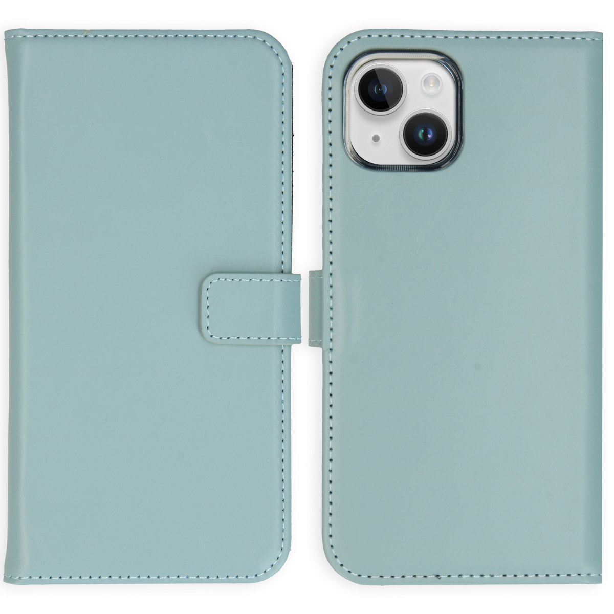 Selencia Echt Lederen Bookcase Apple iPhone 15 – Air Blue