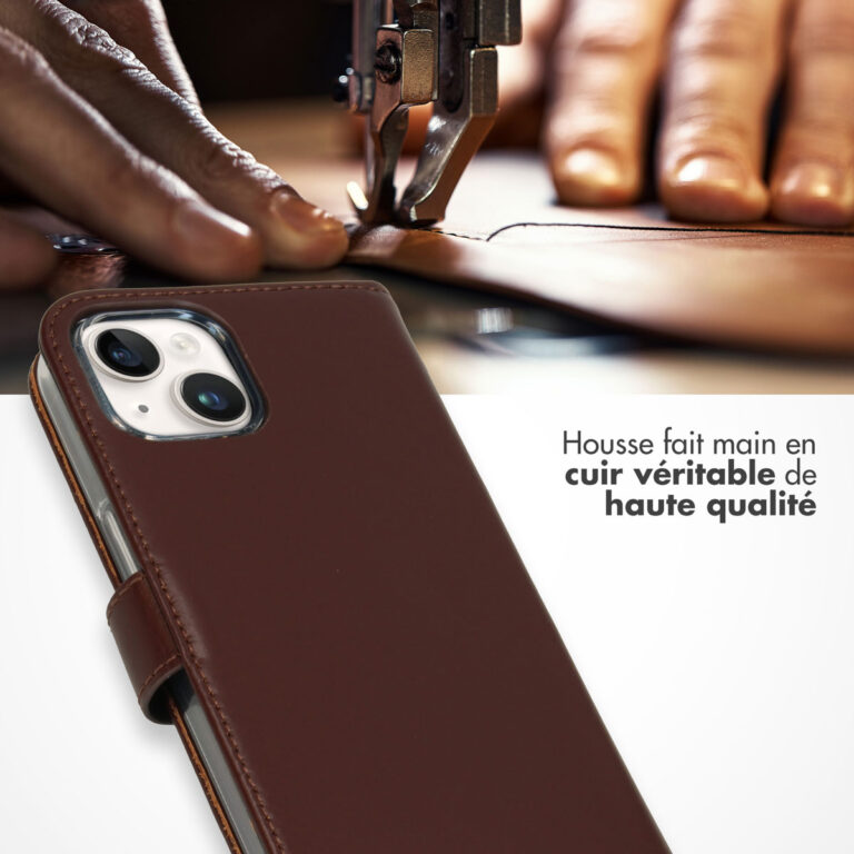 Selencia Echt Lederen Bookcase Apple iPhone 15 - Bruin - Afbeelding 8