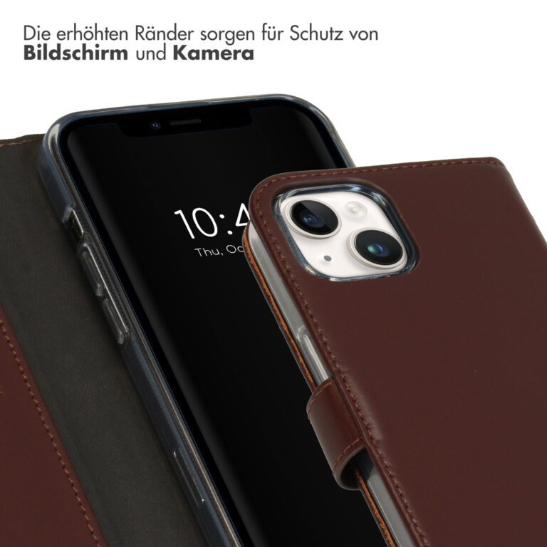 Selencia Echt Lederen Bookcase Apple iPhone 15 - Bruin - Afbeelding 10