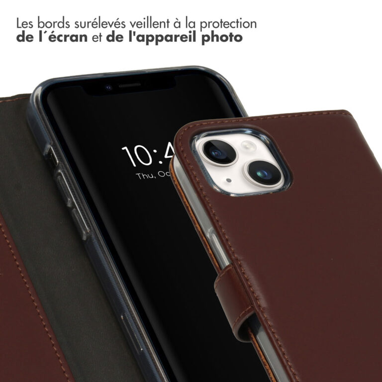 Selencia Echt Lederen Bookcase Apple iPhone 15 - Bruin - Afbeelding 6