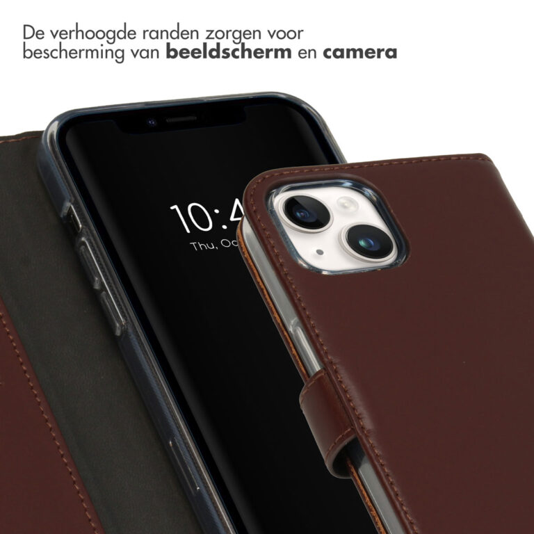 Selencia Echt Lederen Bookcase Apple iPhone 15 - Bruin - Afbeelding 2