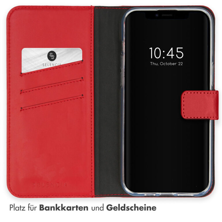 Selencia Echt Lederen Bookcase Apple iPhone 15 - Rood - Afbeelding 10