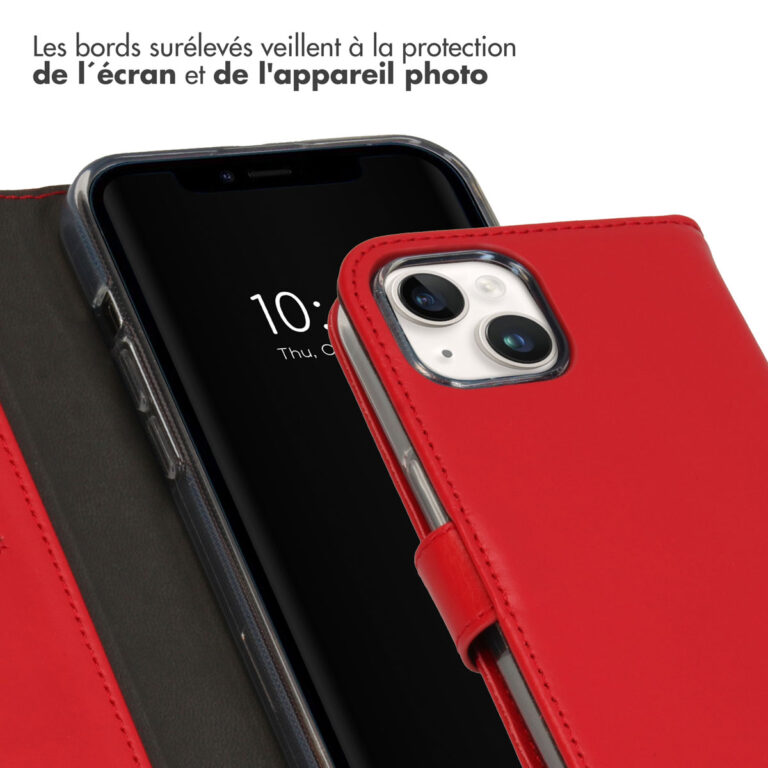 Selencia Echt Lederen Bookcase Apple iPhone 15 - Rood - Afbeelding 6