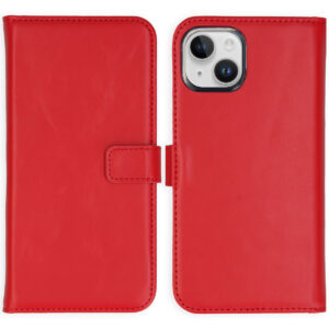 Selencia Echt Lederen Bookcase Apple iPhone 15 - Rood