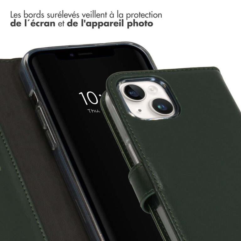Selencia Echt Lederen Bookcase Apple iPhone 15 - Groen - Afbeelding 6