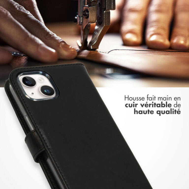 Selencia Echt Lederen Bookcase Apple iPhone 15 - Zwart - Afbeelding 8