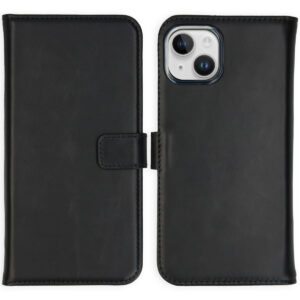 Selencia Echt Lederen Bookcase Apple iPhone 15 - Zwart