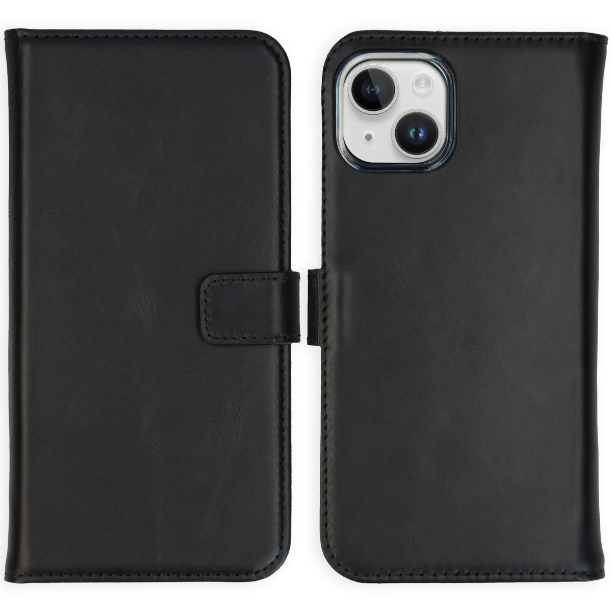 Selencia Echt Lederen Bookcase Apple iPhone 15 – Zwart