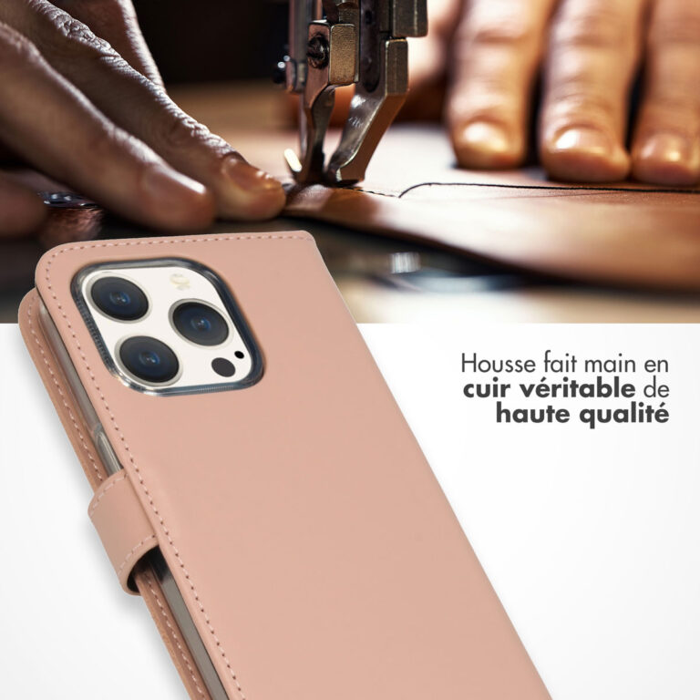 Selencia Echt Lederen Bookcase Apple iPhone 15 Pro - Dusty Pink - Afbeelding 8