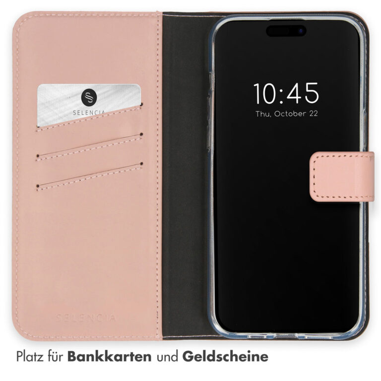 Selencia Echt Lederen Bookcase Apple iPhone 15 Pro - Dusty Pink - Afbeelding 10
