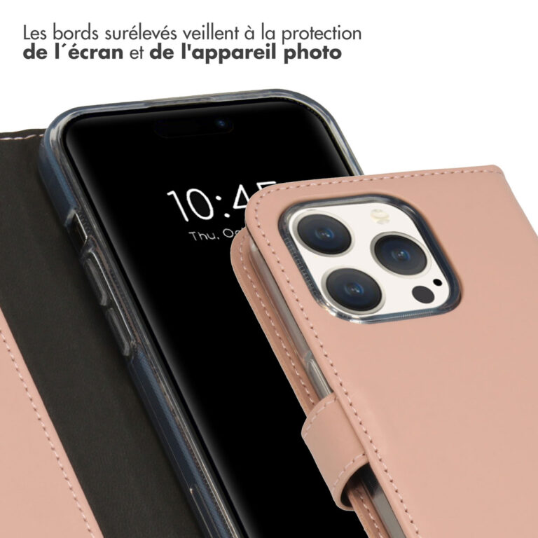Selencia Echt Lederen Bookcase Apple iPhone 15 Pro - Dusty Pink - Afbeelding 7