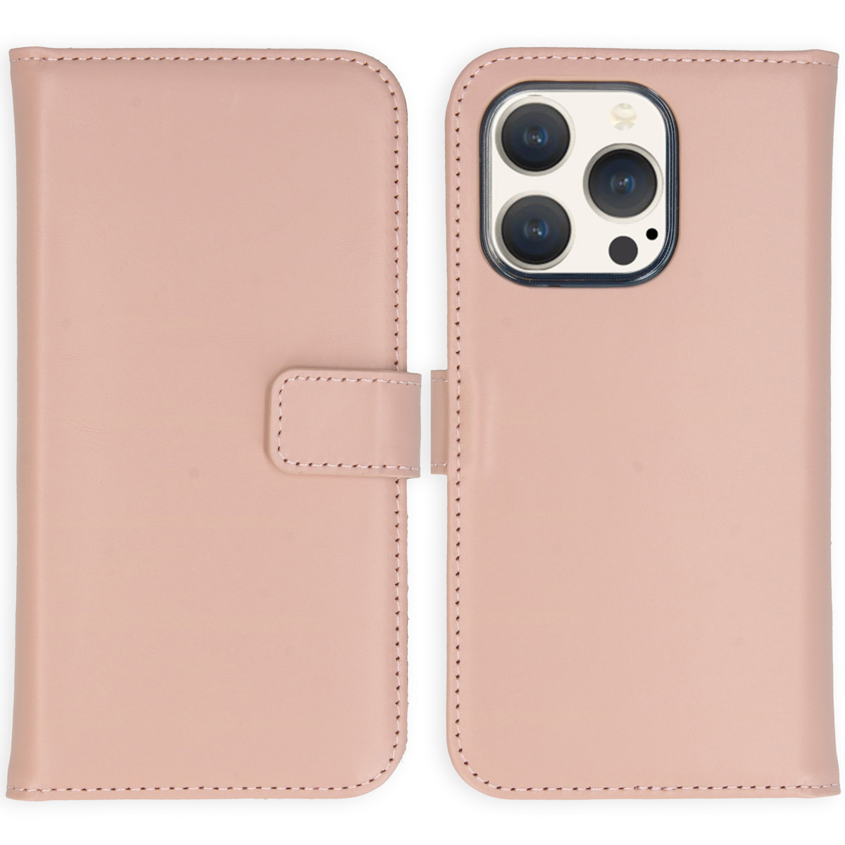 Selencia Echt Leren Bookcase Apple iPhone 15 Pro - Dusty Pink - Afbeelding 5