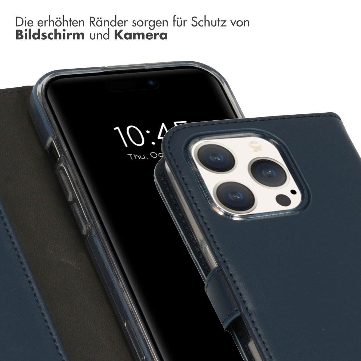 Selencia Echt Leren Bookcase Apple iPhone 15 Pro - Blauw - Afbeelding 10
