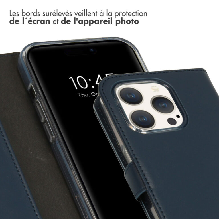 Selencia Echt Lederen Bookcase Apple iPhone 15 Pro - Blauw - Afbeelding 6