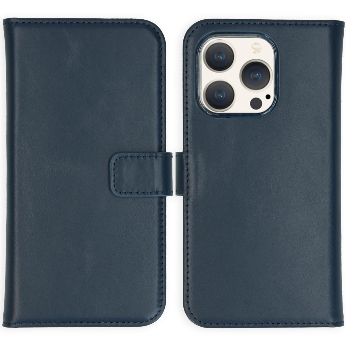 Selencia Echt Lederen Bookcase Apple iPhone 15 Pro – Blauw
