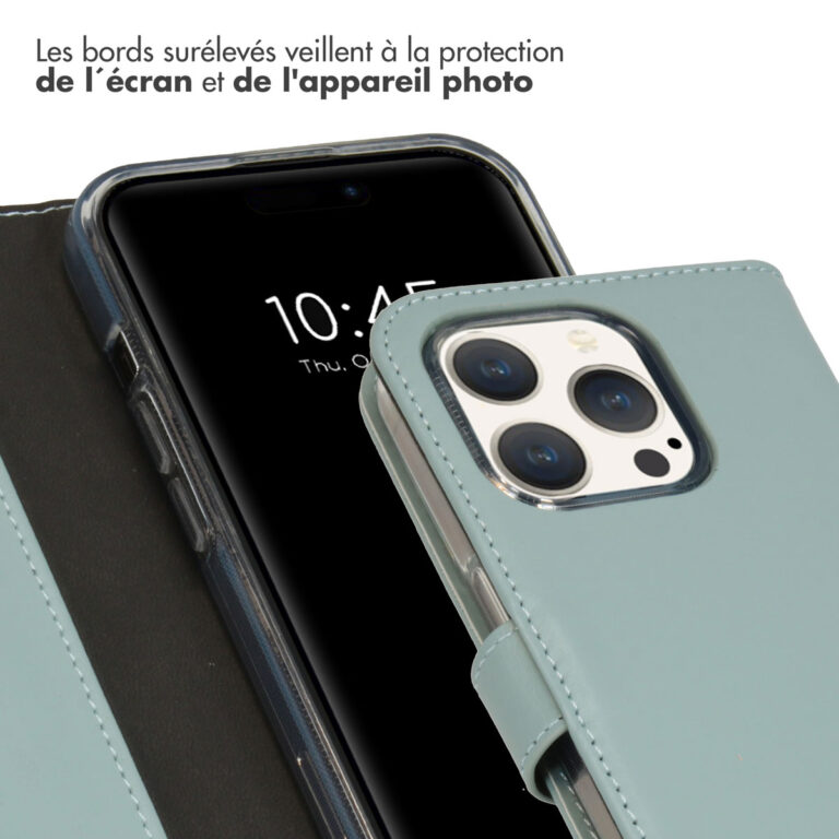 Selencia Echt Lederen Bookcase Apple iPhone 15 Pro - Air Blue - Afbeelding 7