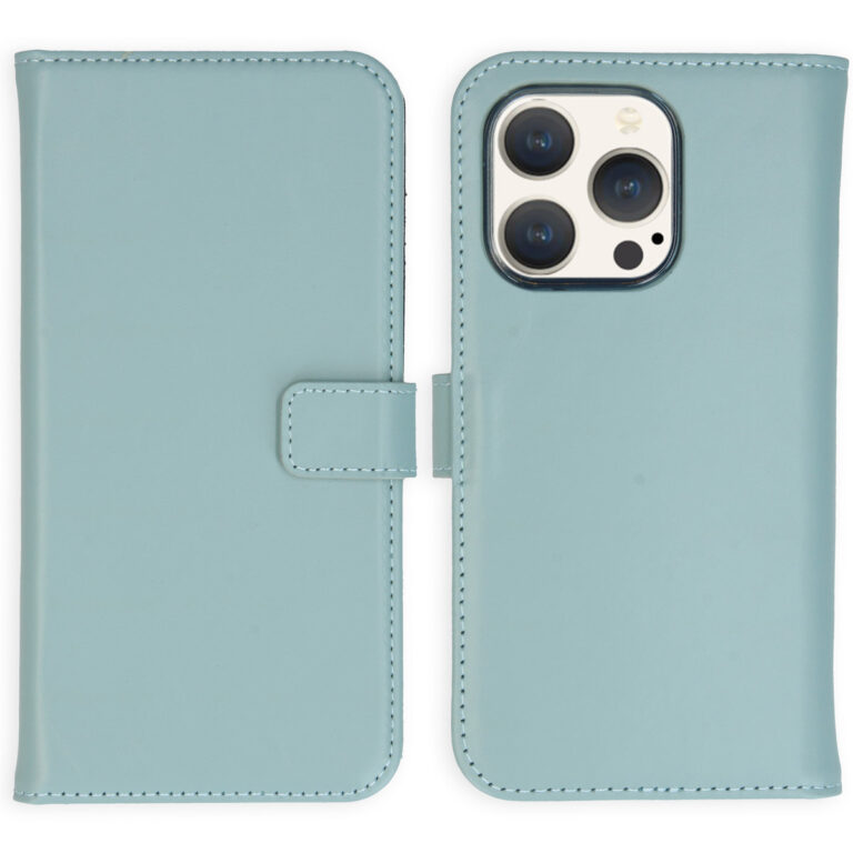 Selencia Echt Lederen Bookcase Apple iPhone 15 Pro - Air Blue - Afbeelding 5