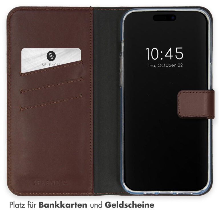 Selencia Echt Lederen Bookcase Apple iPhone 15 Pro - Bruin - Afbeelding 9