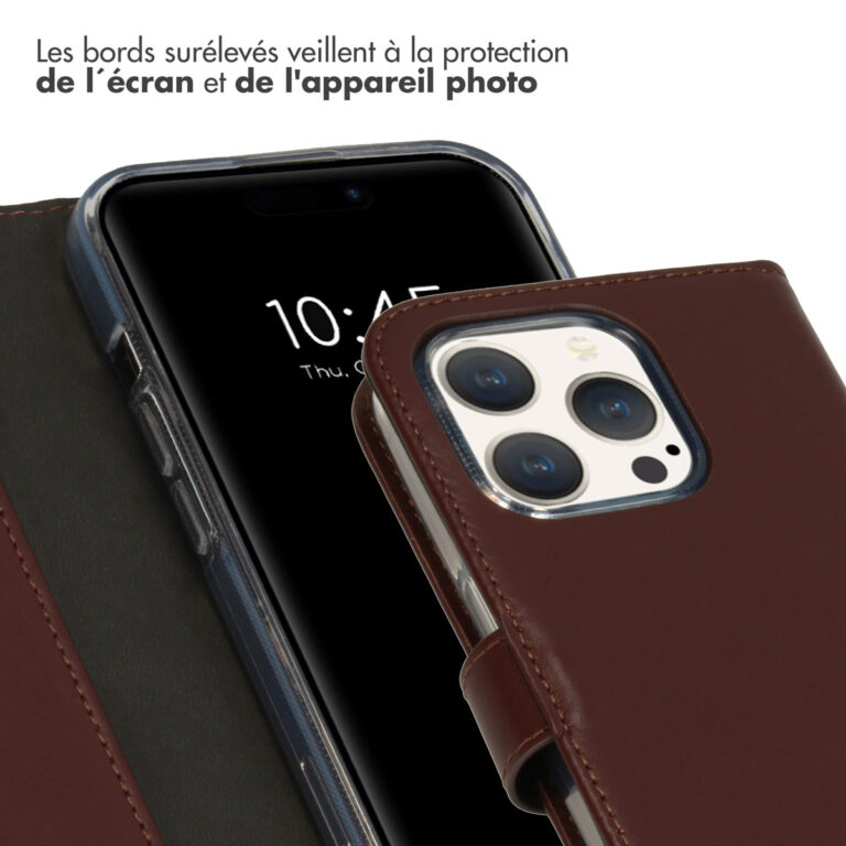 Selencia Echt Lederen Bookcase Apple iPhone 15 Pro - Bruin - Afbeelding 5