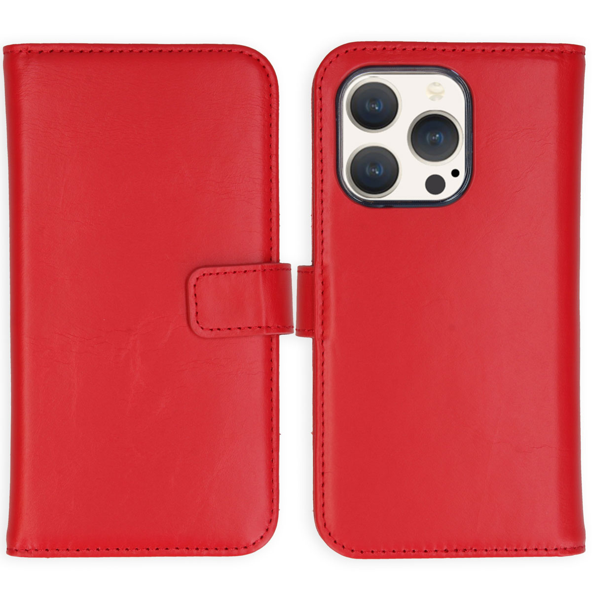Selencia Echt Lederen Bookcase Apple iPhone 15 Pro – Rood