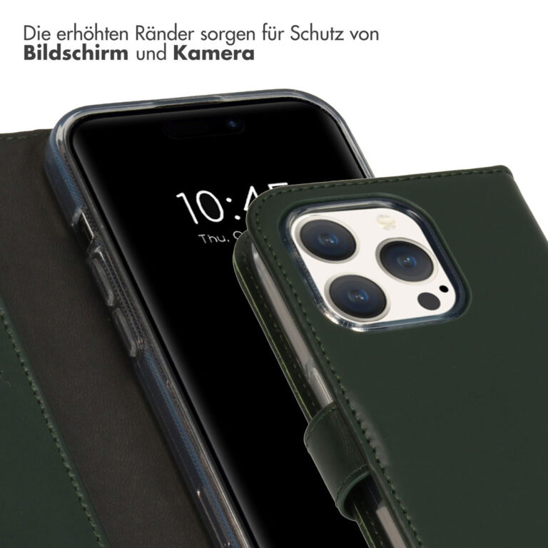 Selencia Echt Lederen Bookcase Apple iPhone 15 Pro - Groen - Afbeelding 10