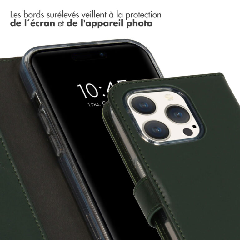 Selencia Echt Lederen Bookcase Apple iPhone 15 Pro - Groen - Afbeelding 6