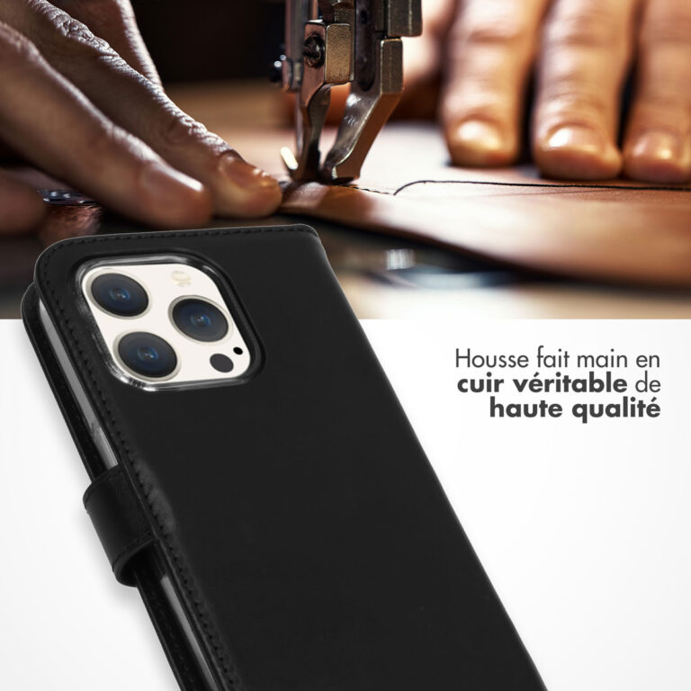 Selencia Echt Lederen Bookcase Apple iPhone 15 Pro - Zwart - Afbeelding 8