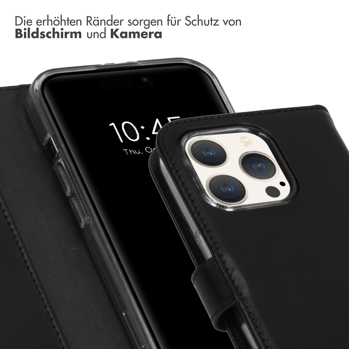 Selencia Echt Leren Bookcase Apple iPhone 15 Pro - Zwart - Afbeelding 10