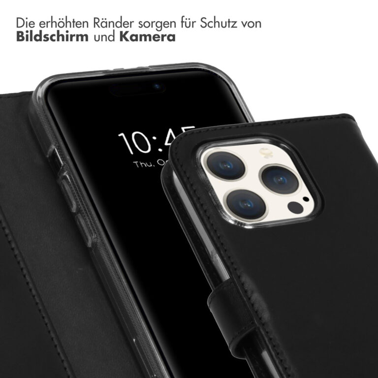 Selencia Echt Lederen Bookcase Apple iPhone 15 Pro - Zwart - Afbeelding 10