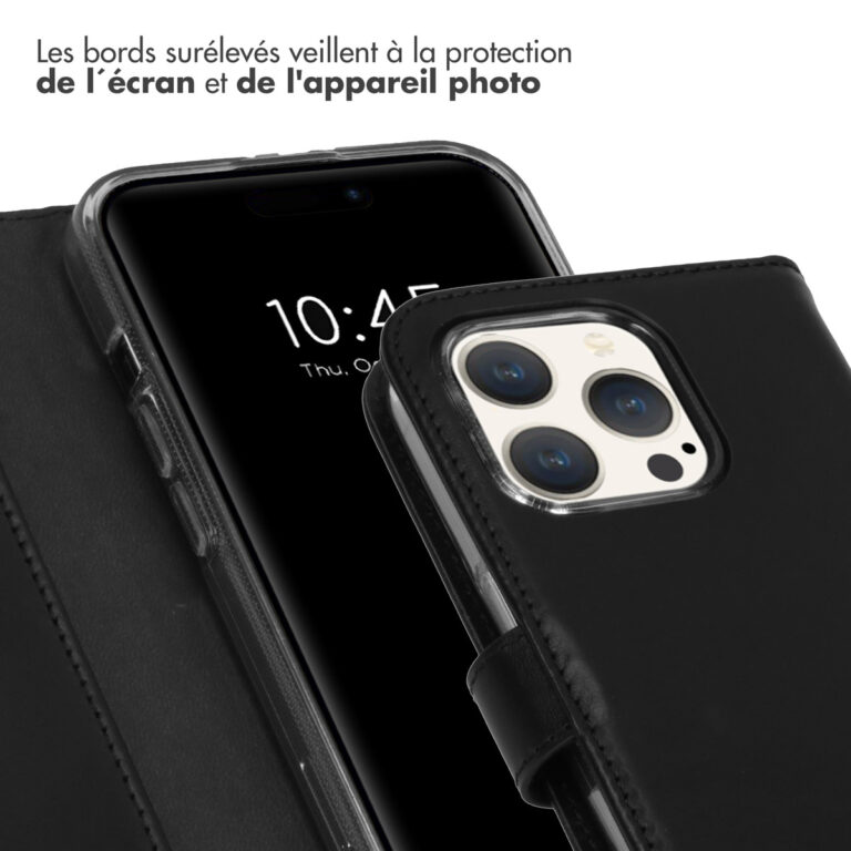 Selencia Echt Lederen Bookcase Apple iPhone 15 Pro - Zwart - Afbeelding 6
