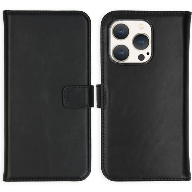 Selencia Echt Lederen Bookcase Apple iPhone 15 Pro - Zwart - Afbeelding 5