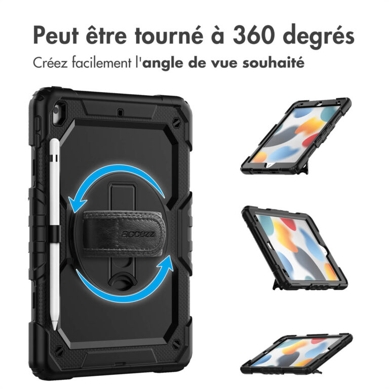 Accezz Rugged Backcover met schouderstrap Apple iPad 9 (2021) 10.2 inch / iPad 8 (2020) 10.2 inch / iPad 7 (2019) 10.2 inch - Zwart - Afbeelding 3