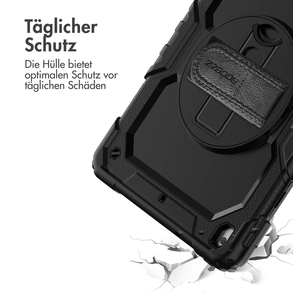 Accezz Rugged Backcover met schouderstrap Apple iPad 9 (2021) 10.2 inch / iPad 8 (2020) 10.2 inch / iPad 7 (2019) 10.2 inch - Zwart - Afbeelding 4