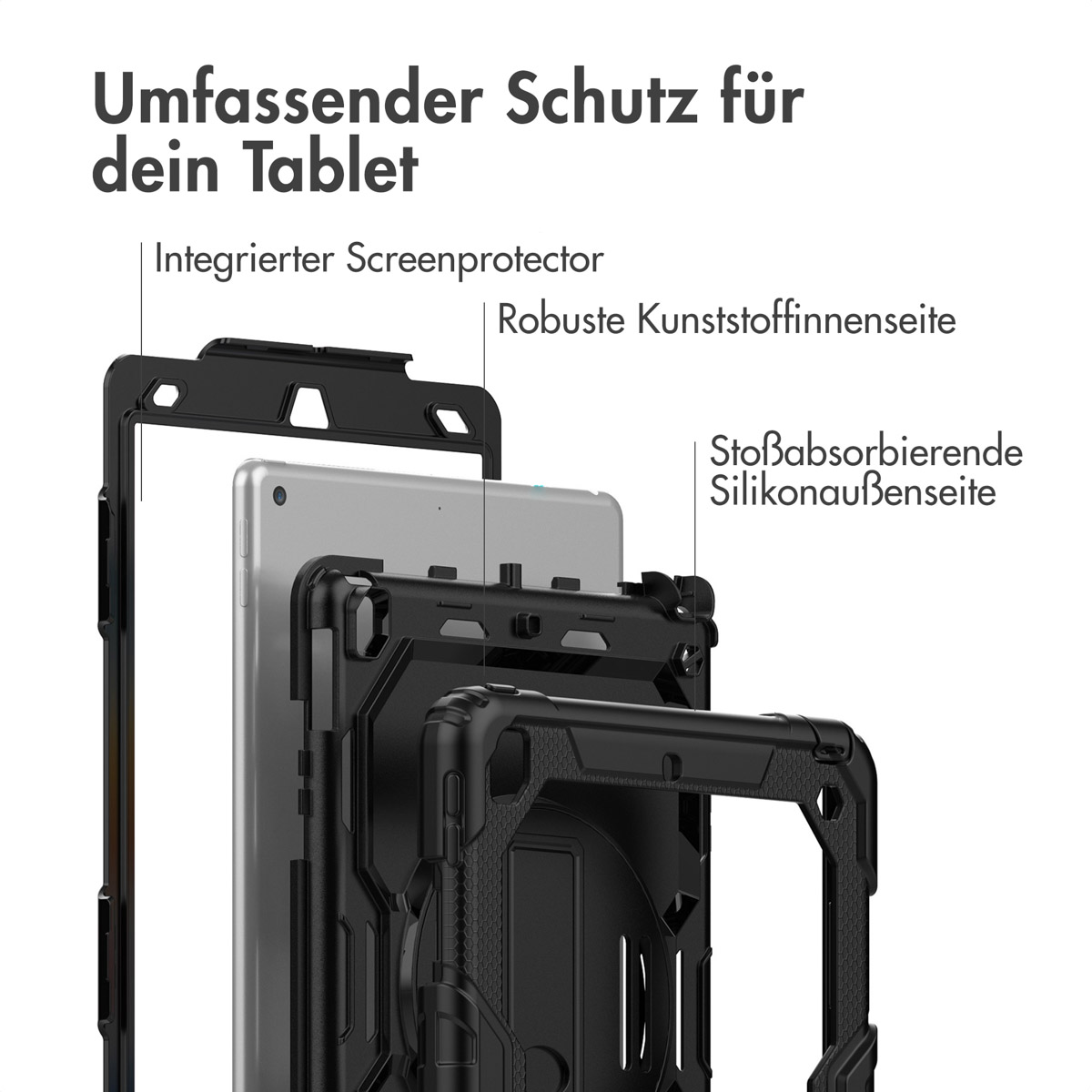 Accezz Rugged Backcover met schouderstrap Apple iPad 9 (2021) 10.2 inch / iPad 8 (2020) 10.2 inch / iPad 7 (2019) 10.2 inch - Zwart - Afbeelding 9