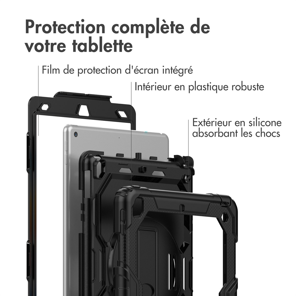 Accezz Rugged Backcover met schouderstrap Apple iPad 9 (2021) 10.2 inch / iPad 8 (2020) 10.2 inch / iPad 7 (2019) 10.2 inch - Zwart - Afbeelding 8