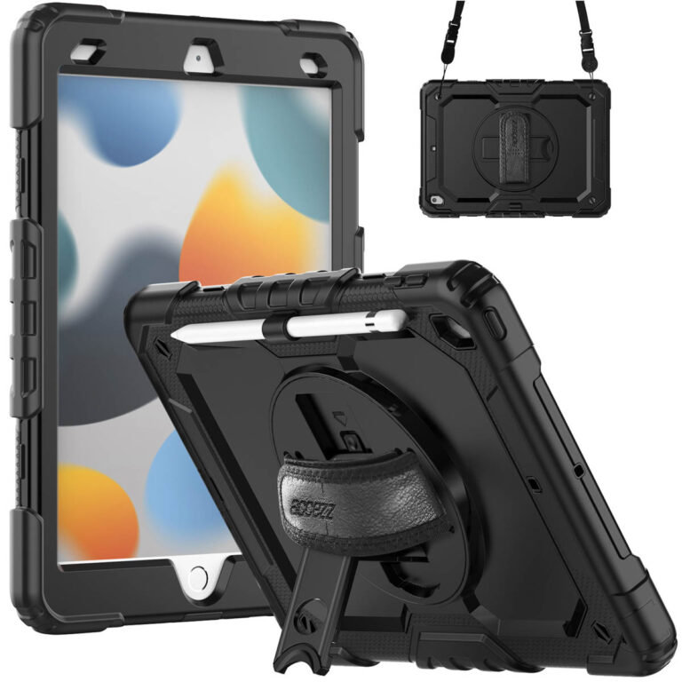Accezz Rugged Backcover met schouderstrap Apple iPad 9 (2021) 10.2 inch / iPad 8 (2020) 10.2 inch / iPad 7 (2019) 10.2 inch - Zwart - Afbeelding 9
