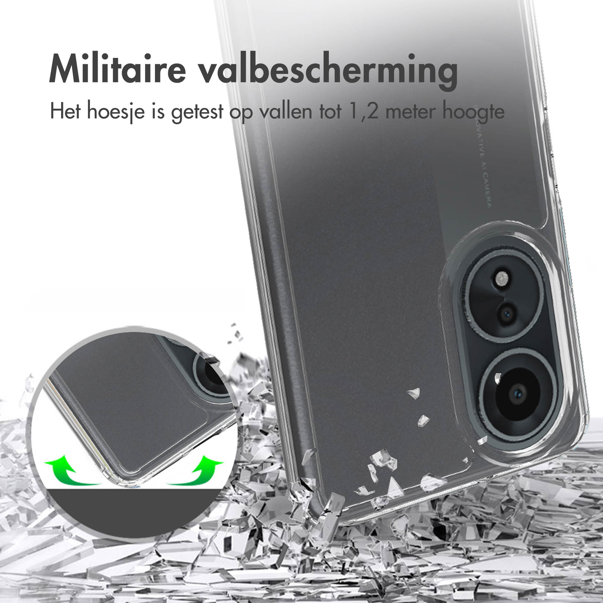 Accezz Xtreme Impact Backcover Oppo A58 - Transparant - Afbeelding 6