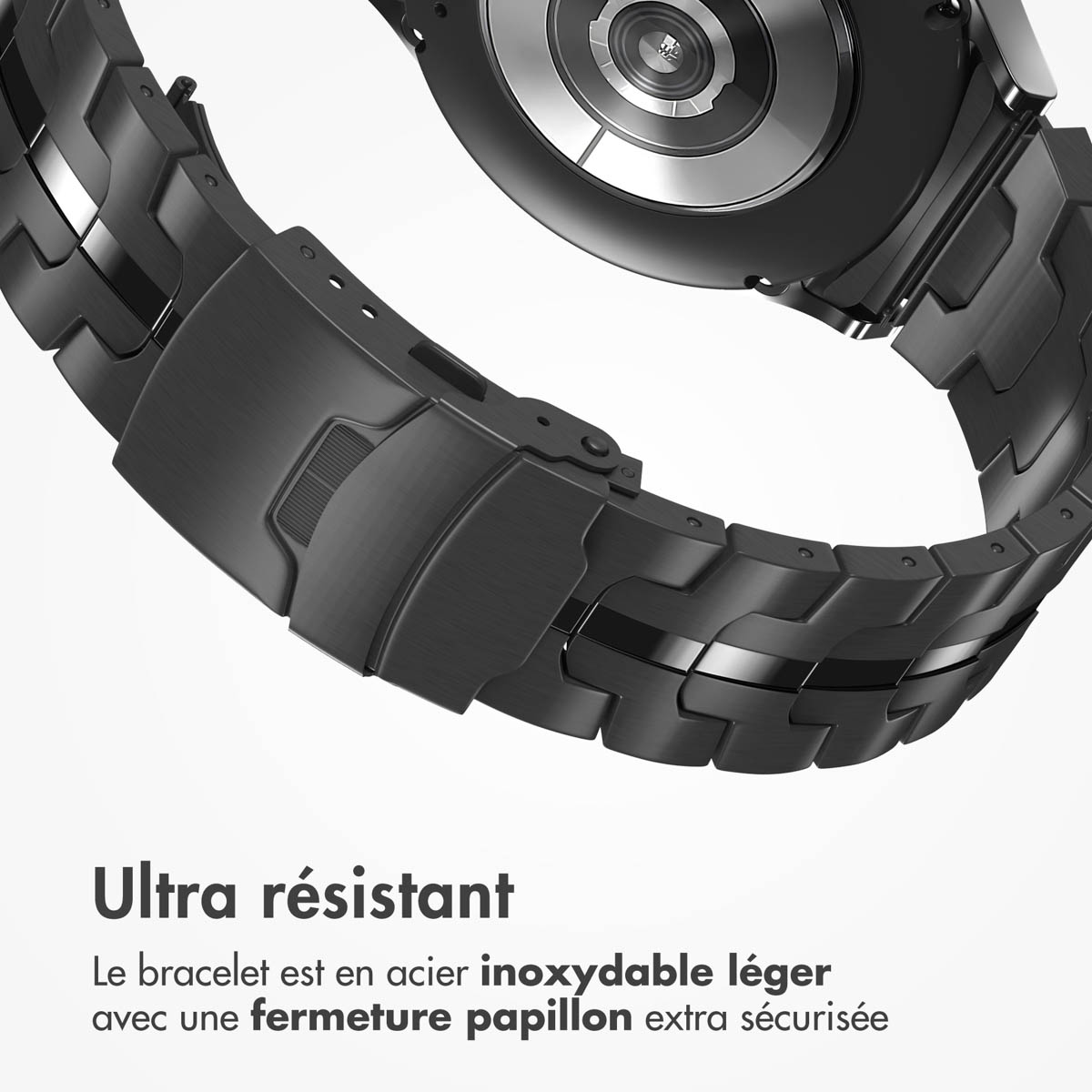 Accezz Steel Band Samsung Galaxy Watch 4 / 5 / 6 / 7 / FE (20 mm) - Zwart - Afbeelding 9