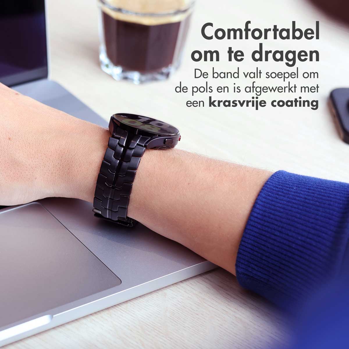 Accezz Steel Band Samsung Galaxy Watch 4 / 5 / 6 / 7 / FE (20 mm) - Zwart - Afbeelding 10