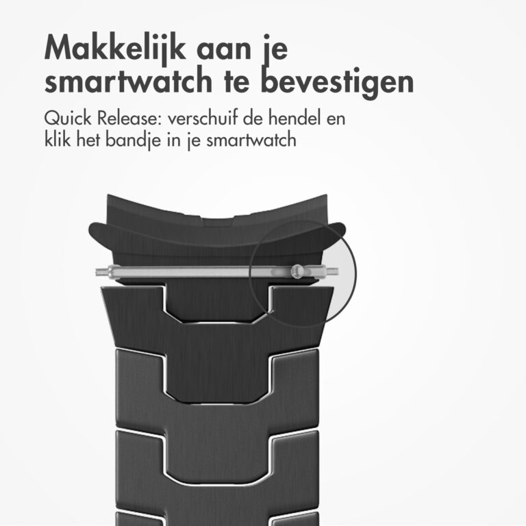 Accezz Steel Band Samsung Galaxy Watch 4 / 5 / 6 / 7 (20 mm) - Zwart - Afbeelding 8