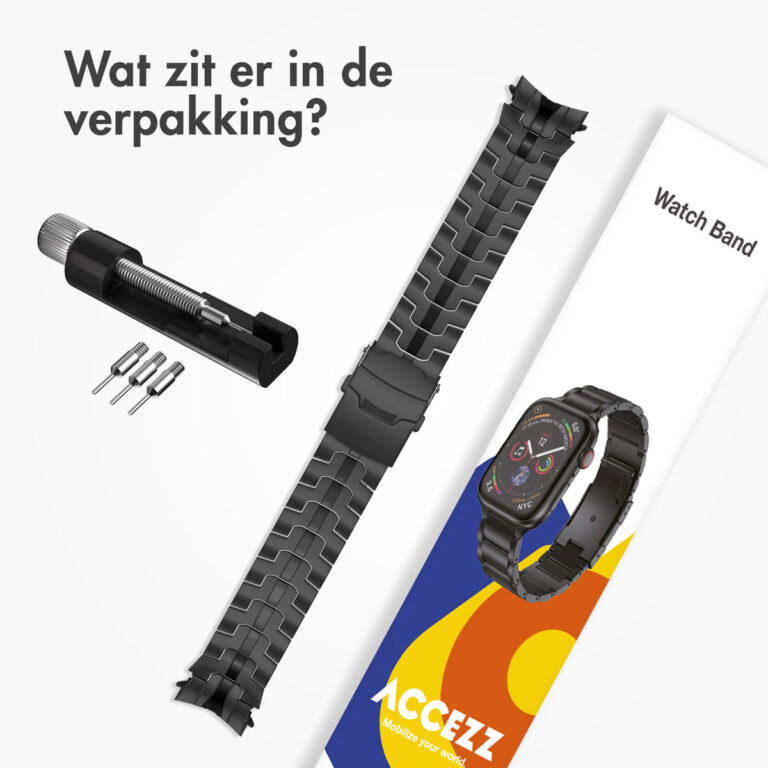 Accezz Steel Band Samsung Galaxy Watch 4 / 5 / 6 / 7 (20 mm) - Zwart - Afbeelding 6