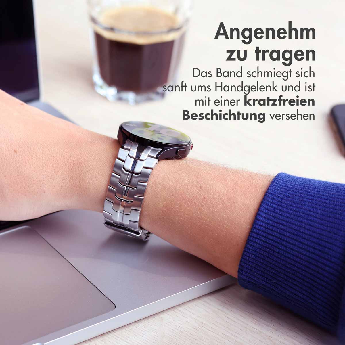 Accezz Steel Band Samsung Galaxy Watch 4 / 5 / 6 / 7 / FE (20 mm) - Zilver - Afbeelding 10