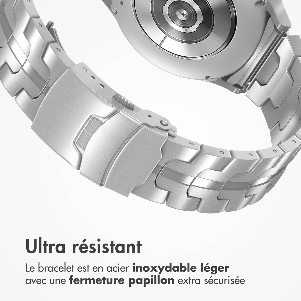 Accezz Steel Band Samsung Galaxy Watch 4 / 5 / 6 / 7 / FE (20 mm) - Zilver - Afbeelding 7