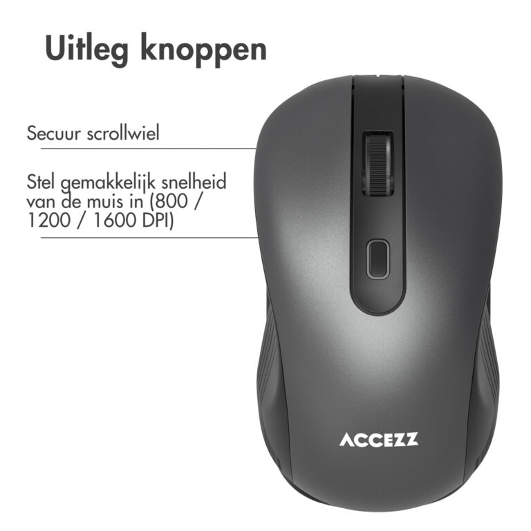Accezz Draadloze muis - Bluetooth / USB-A adapter - Grijs - Afbeelding 3