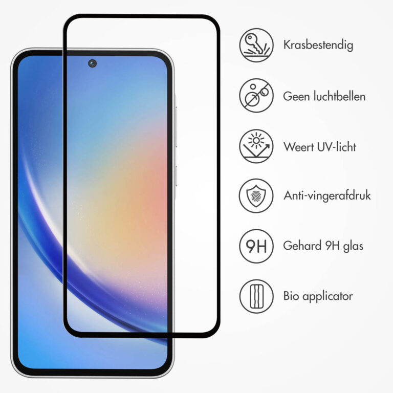 Accezz Gehard Glas Full Cover Screenprotector met applicator Samsung Galaxy A35 / A55 - Transparant - Afbeelding 3