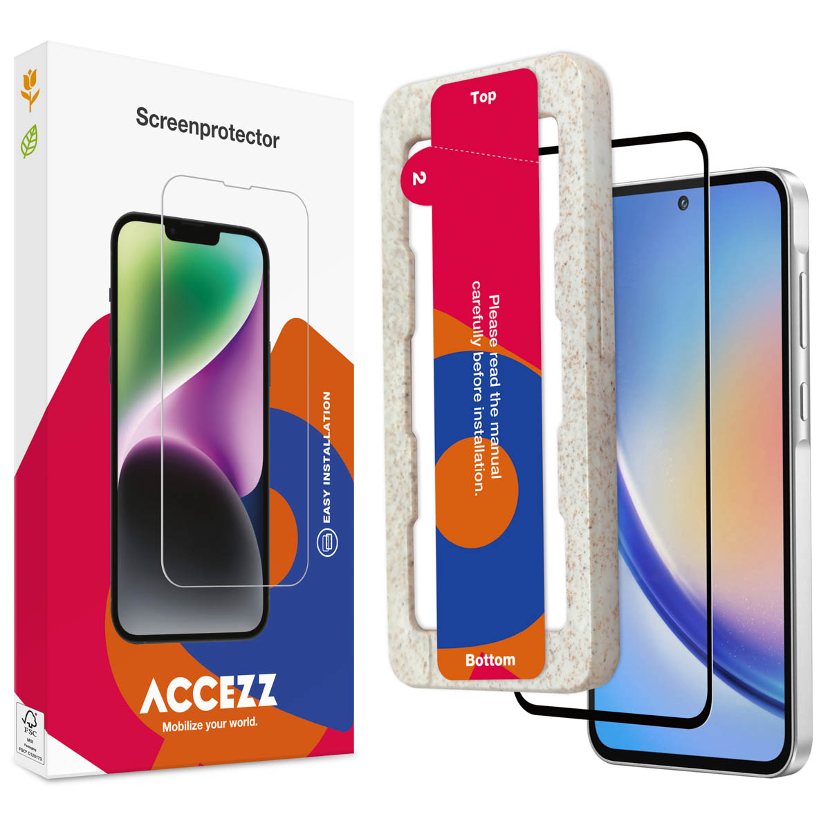 Accezz Gehard Glas Full Cover Screenprotector met applicator Samsung Galaxy A35 / A55 - Transparant - Afbeelding 2