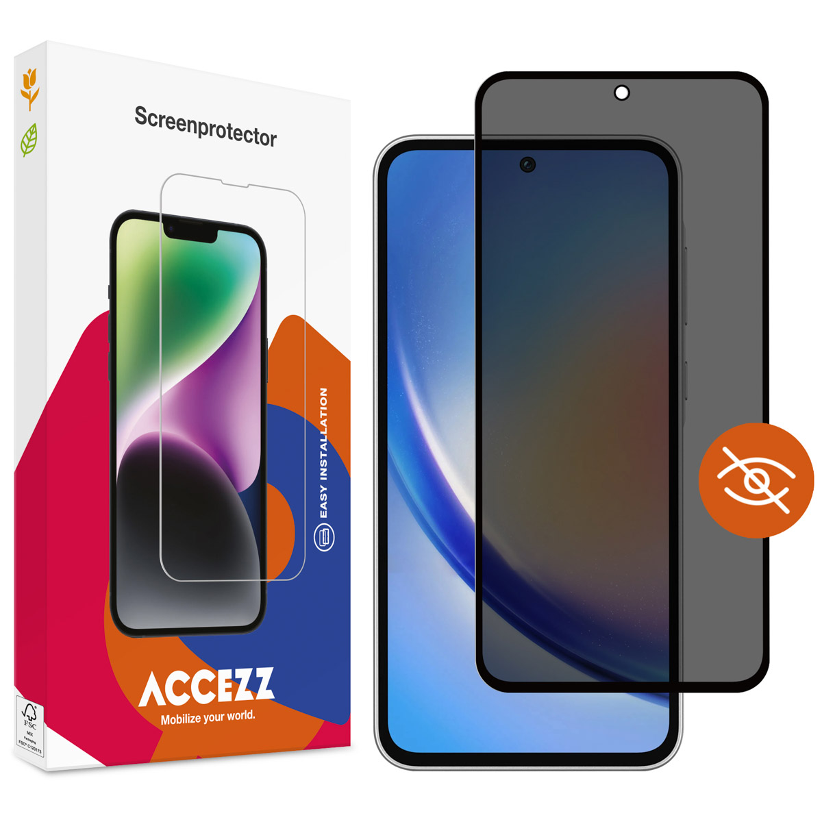 Accezz Gehard Glas Privacy Screenprotector Samsung Galaxy A35 / A55 - Transparant - Afbeelding 3