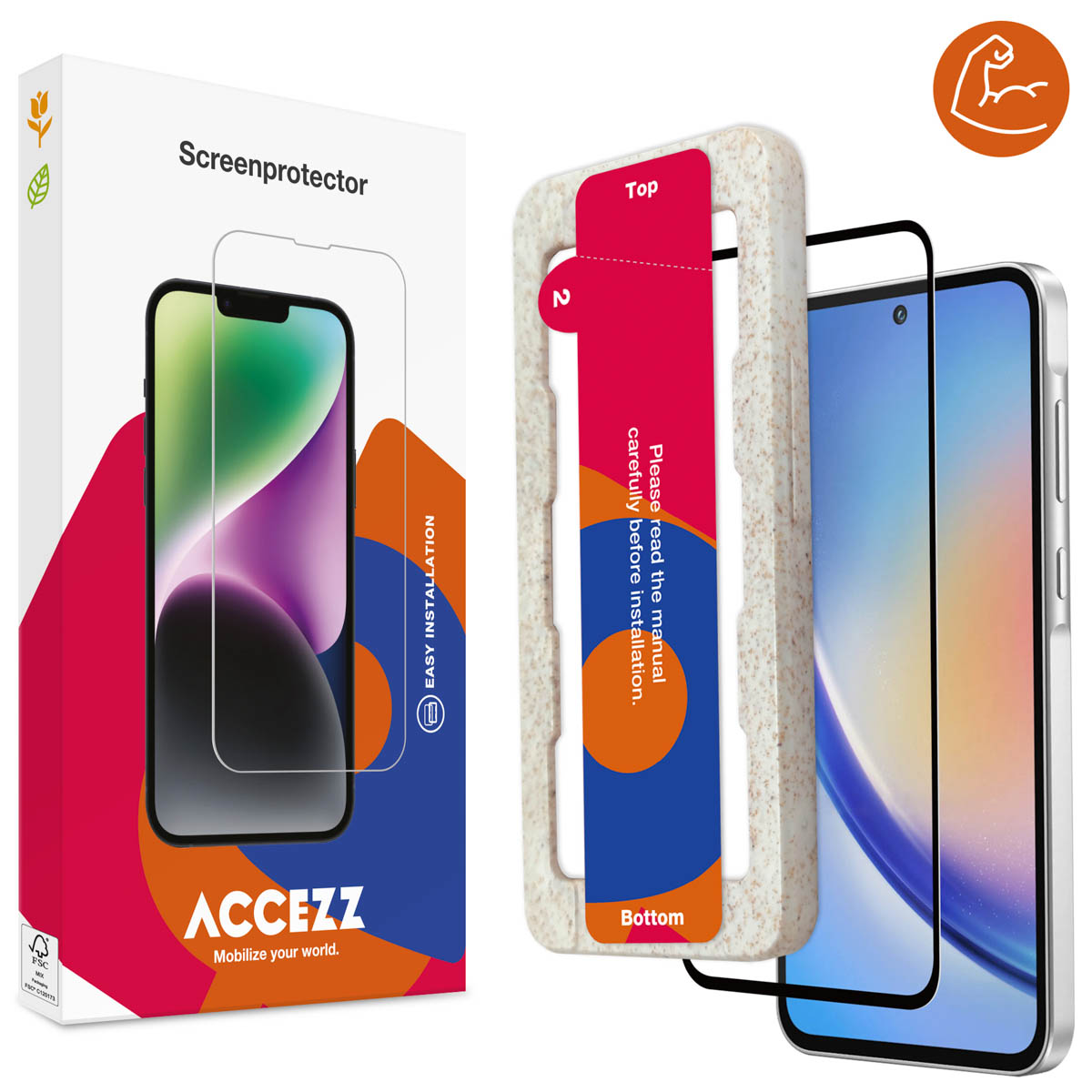 Accezz Triple Strong Full Cover Glas Screenprotector met applicator Samsung Galaxy A35 / A55 - Transparant - Afbeelding 3